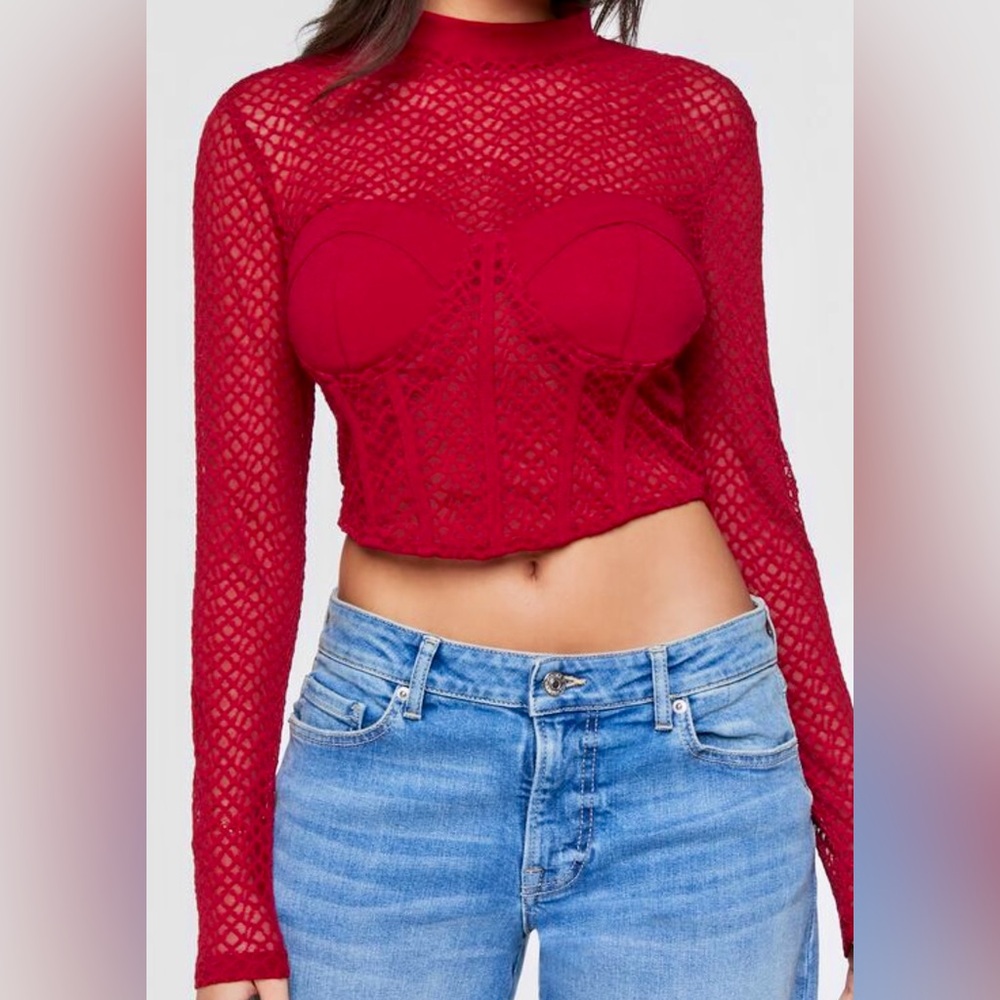 Burgundy Netted Top NIB